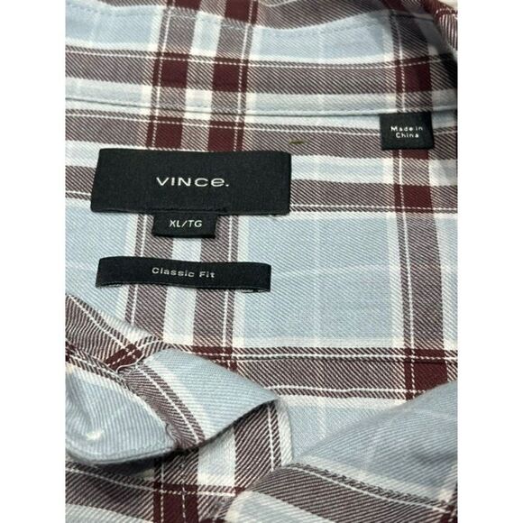 Vince Mens Classic Fit Cotton Plaid Button Down Shirt Multicolor Size XL - Picture 3 of 6
